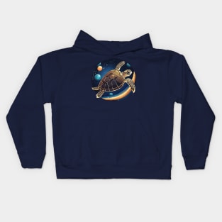 Sea Turtle in Outer Space Kids Hoodie